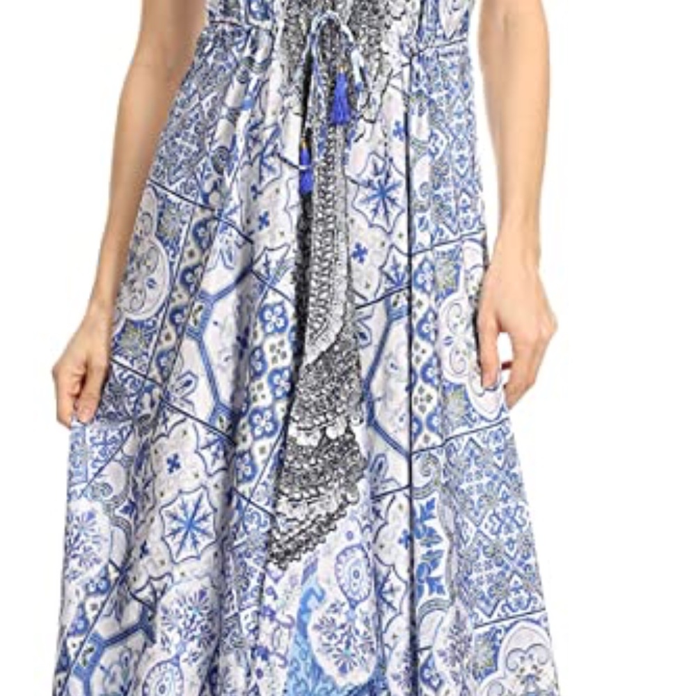 Sakkas Lizi Womens Maxi High-Low Halter Handkerchief Long Dress Beach Party